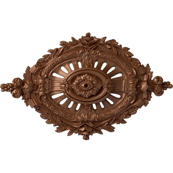 Ekena Millwork Antonio Ceiling Medallion, Hand-Painted Polished Copper, 35 7/8"W x 22 1/2"H x 4 3/8"P CM35X22ANPOS - main